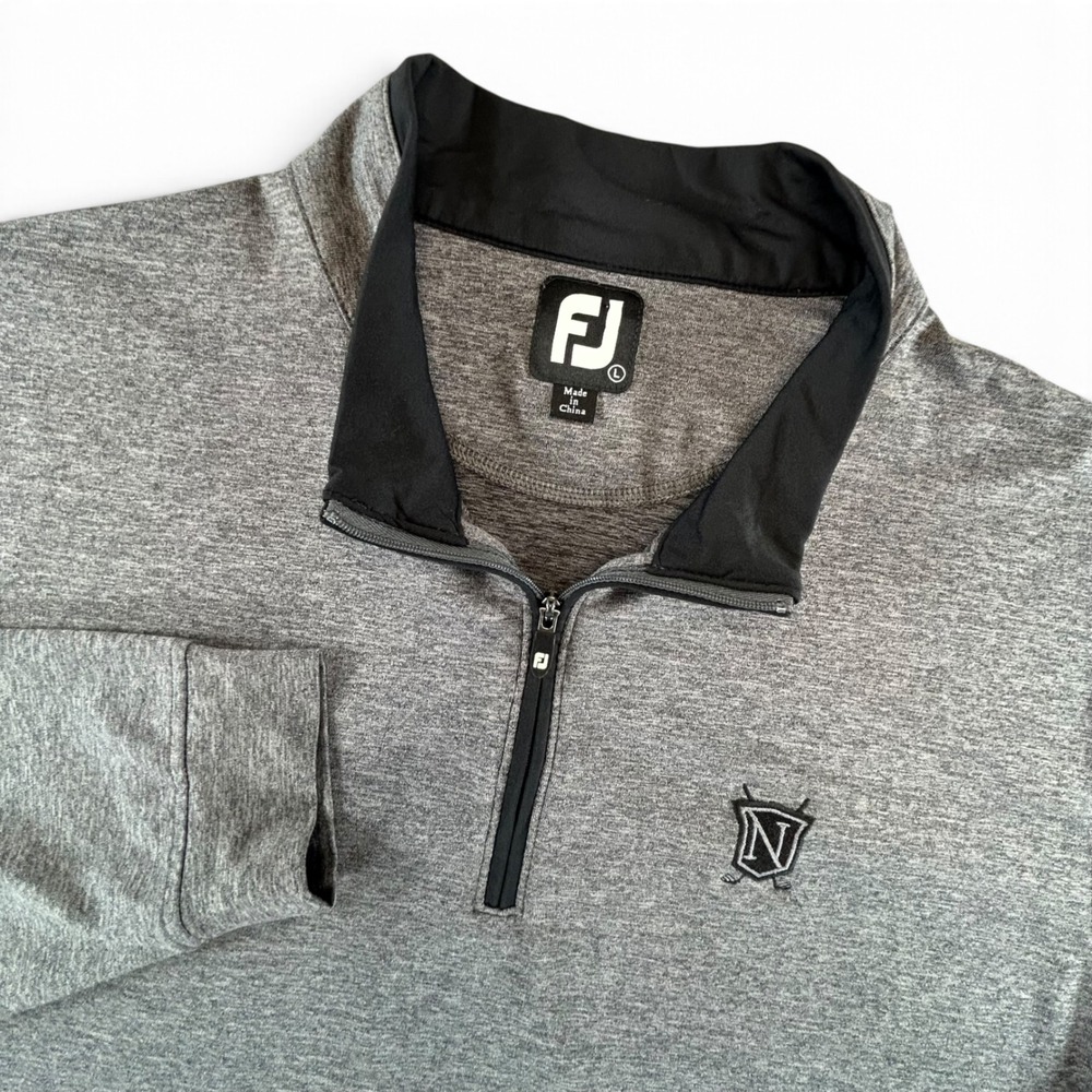 FootJoy FJ Mens Large Northwood Club Golf 1/4 Zip Pullover Gray Stretch